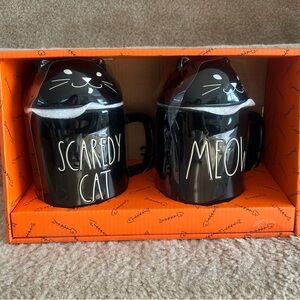 Rae Dunn Black Cat Mugs - Scaredy Cat & Meow